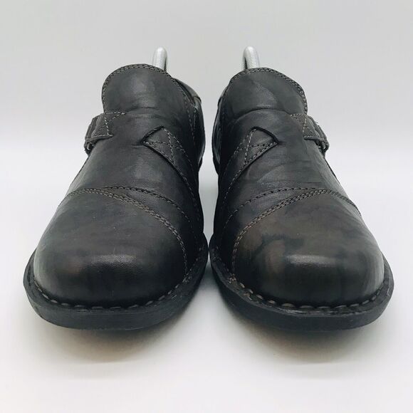 Clarks Collection Soft Cushion Hook & Loop Shoe Women's 9W Brown Leather Loafers - Picture 2 of 11